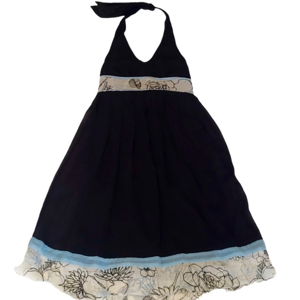 HYPE Black and Floral Print Halter Dress sz 12 Girl